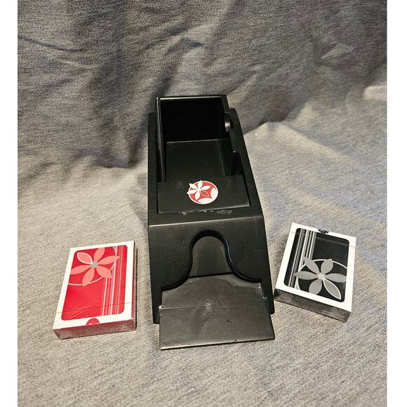 Dealer Playing Card Shoe Black w/ 2 decks of cards EUC - Picture 2 of 3